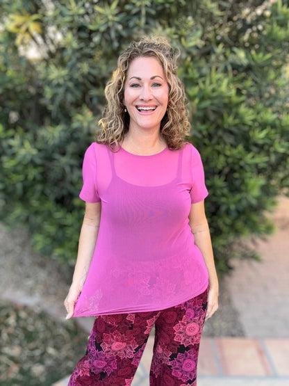 LuLaRoe LuLaRoe Miranda Mesh T - Solid Orchid Pink 