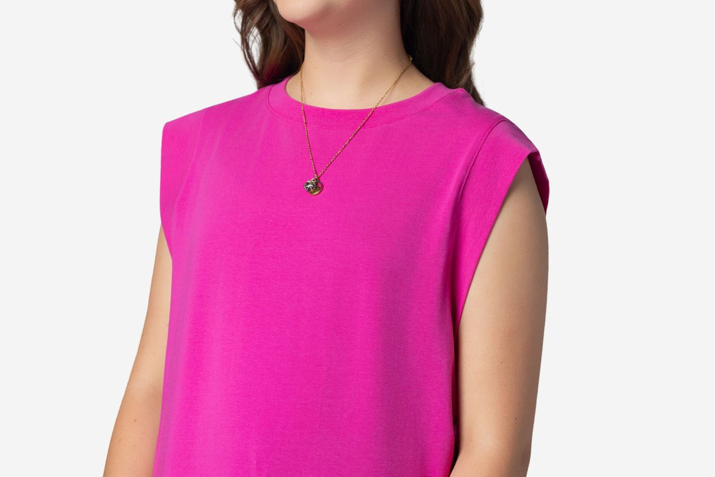 LuLaRoe Suzanne Cap Sleeve Top - Solid Fuchsia Pink