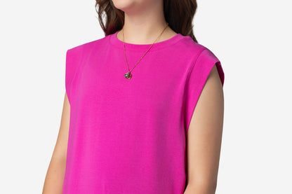 LuLaRoe Suzanne Cap Sleeve Top - Solid Fuchsia Pink