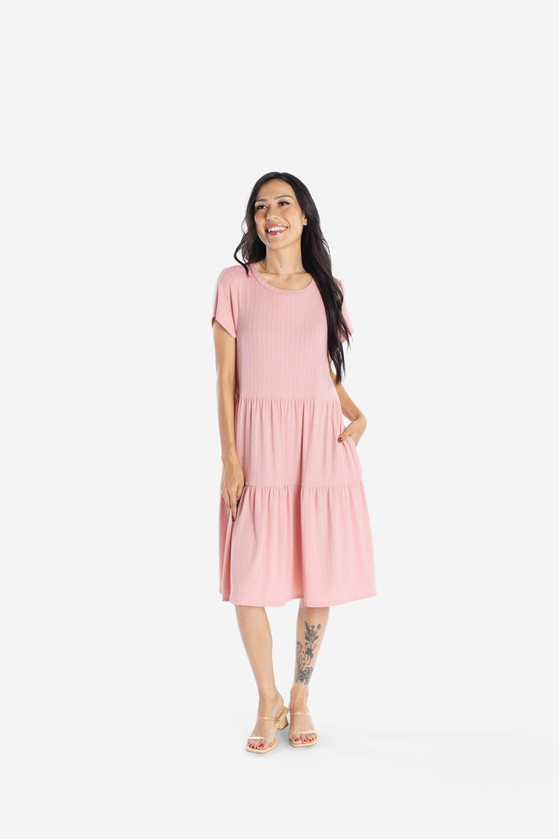 LuLaRoe Ariel Tiered Dress - Solid Blush Petal