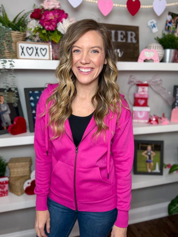 LuLaRoe LuLaRoe Essential Zip Hoodie - Solid Vibrant Fuchsia 