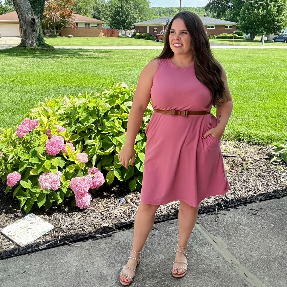 LuLaRoe Charlotte Dress - Solid Bubblegum Pink Sleeveless A-Line Dress with Pockets