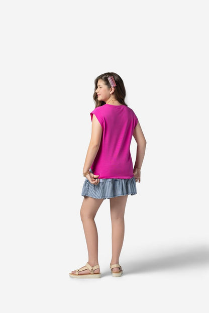 LuLaRoe Suzanne Cap Sleeve Top - Solid Fuchsia Pink