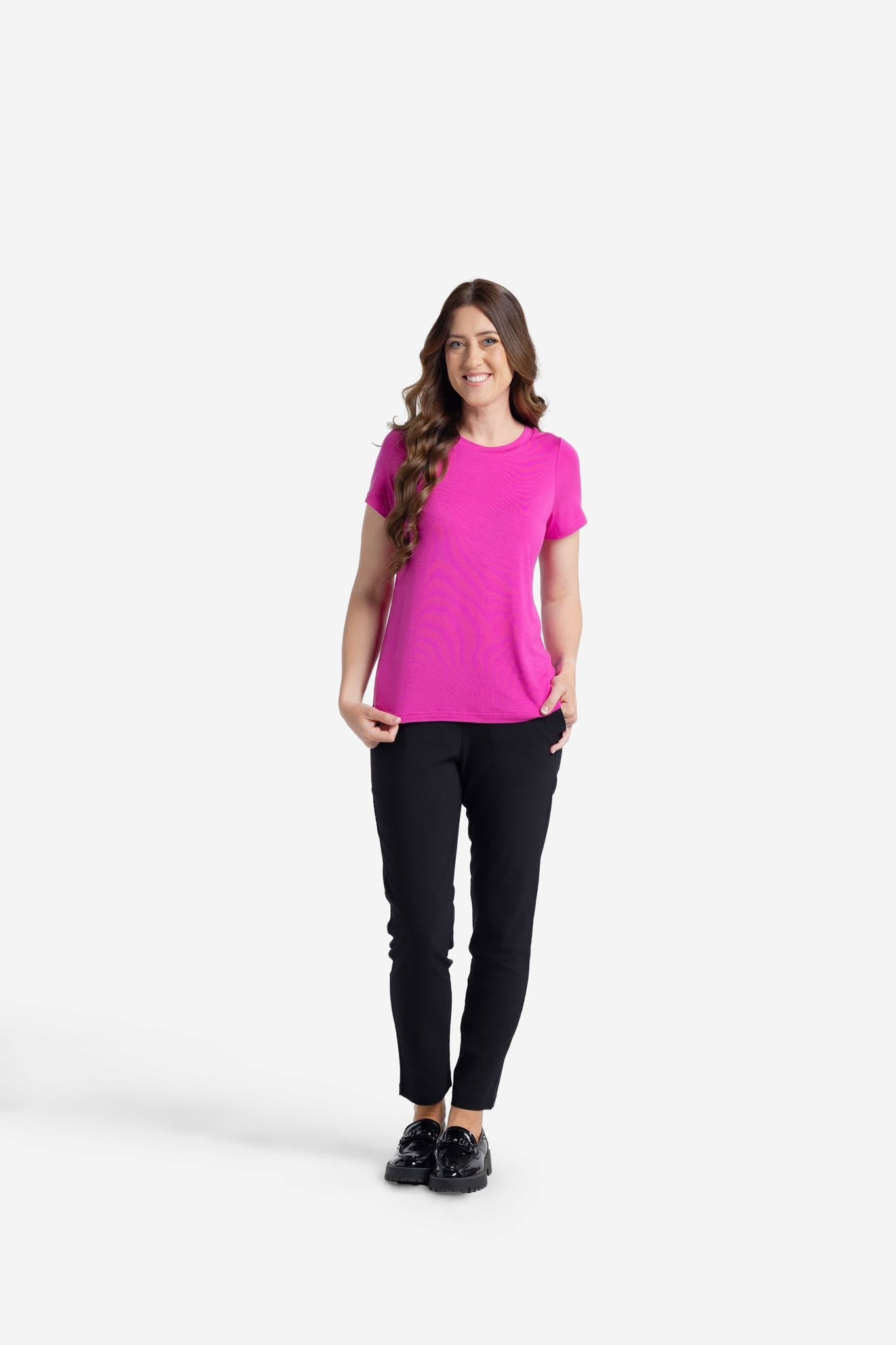 LuLaRoe Essential Tee - Solid Fuchsia Bloom