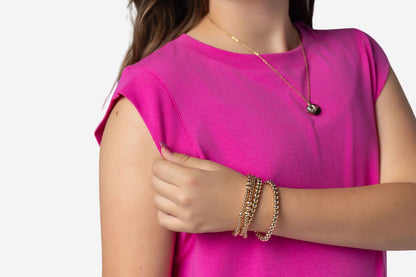 LuLaRoe Suzanne Cap Sleeve Top - Solid Fuchsia Pink