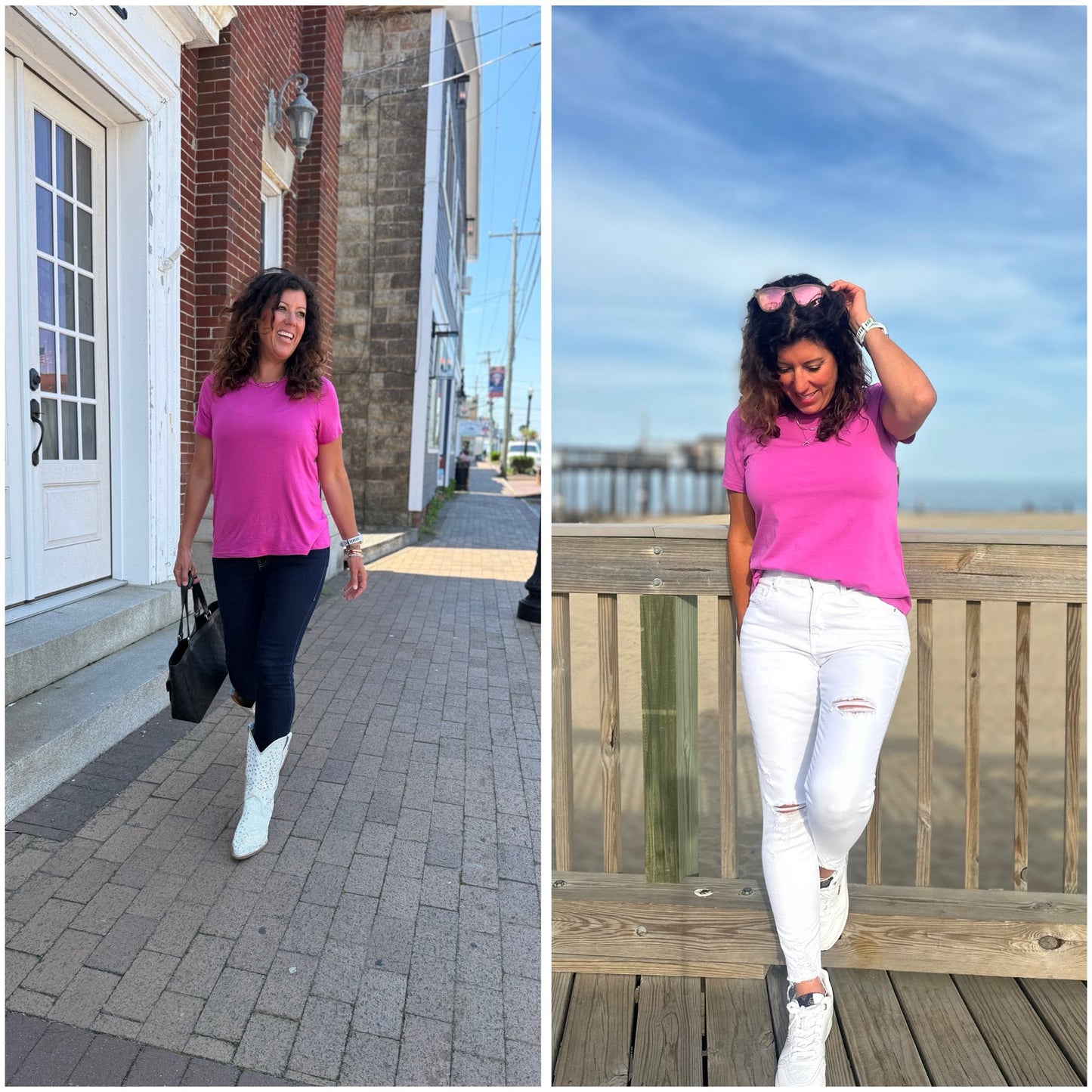 LuLaRoe Essential Tee - Solid Fuchsia Bloom