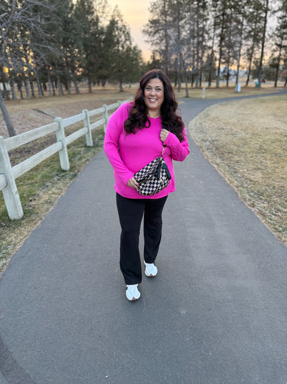 LuLaRoe LuLaRoe Rise Limitless Top - Solid Vibrant Fuchsia Pink 