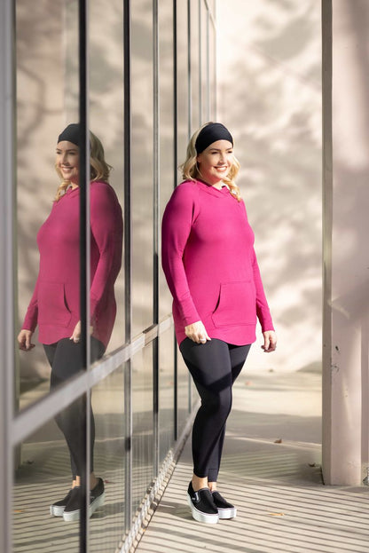 LuLaRoe LuLaRoe Amber Hoodie - Solid Bright Raspberry Rose 