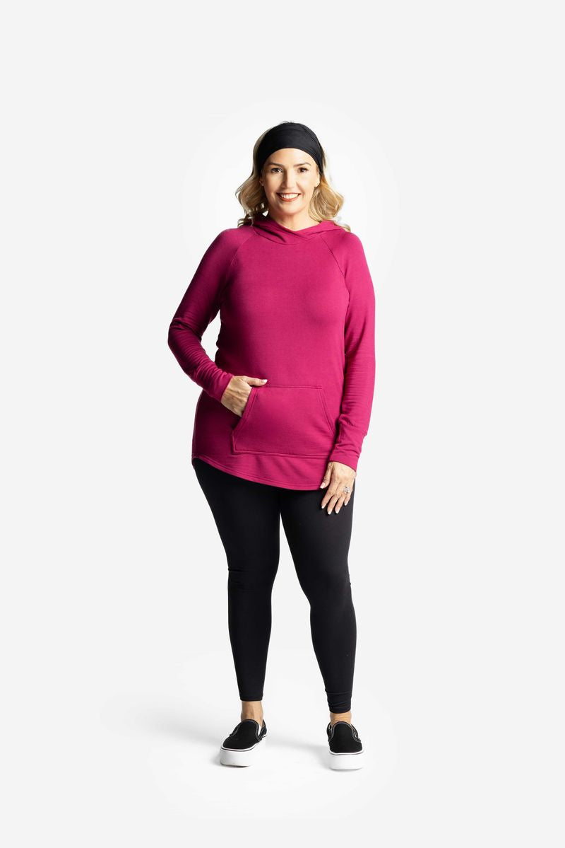 LuLaRoe LuLaRoe Amber Hoodie - Solid Bright Raspberry Rose 