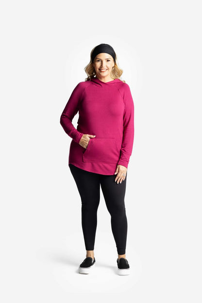 LuLaRoe LuLaRoe Amber Hoodie - Solid Bright Raspberry Rose 