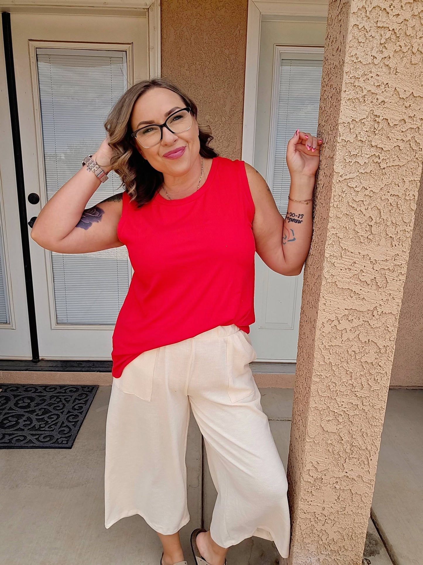 LuLaRoe Cocoa Sleeveless Top - Solid True Red