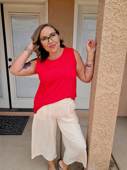 LuLaRoe Cocoa Sleeveless Top - Solid True Red