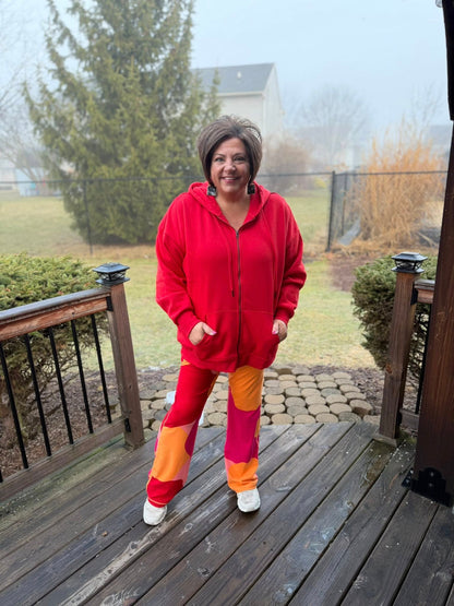 LuLaRoe LuLaRoe Essential Zip Hoodie - Solid True Crimson 