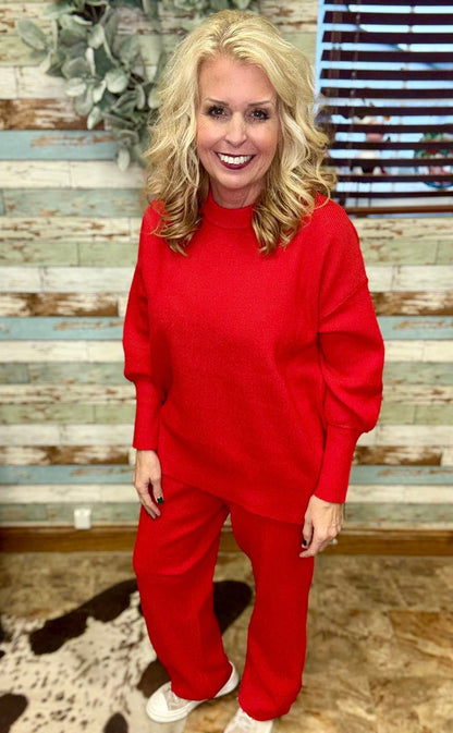 LuLaRoe Cozy Chris Top - Solid Holiday Crimson