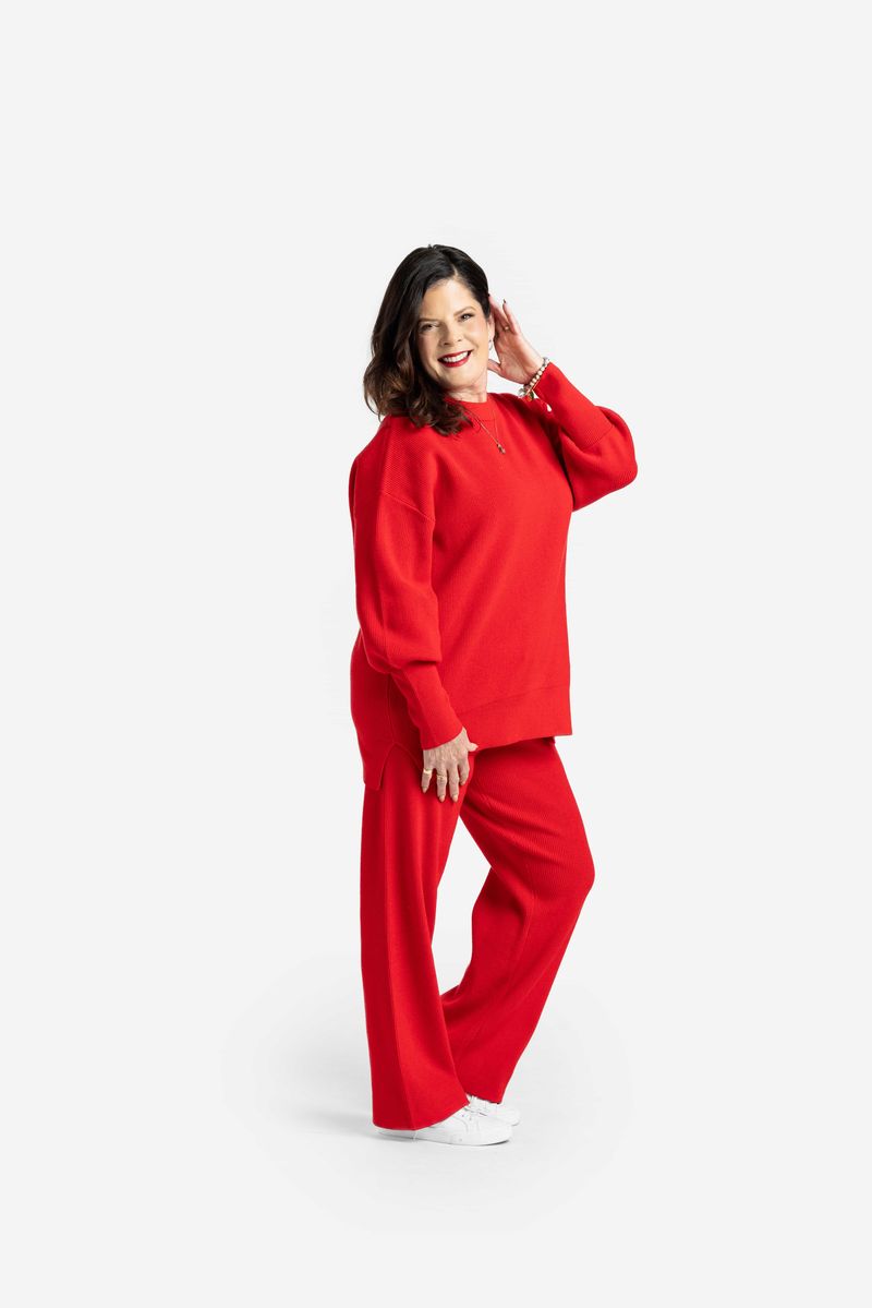 LuLaRoe Cozy Chris Top - Solid Holiday Crimson