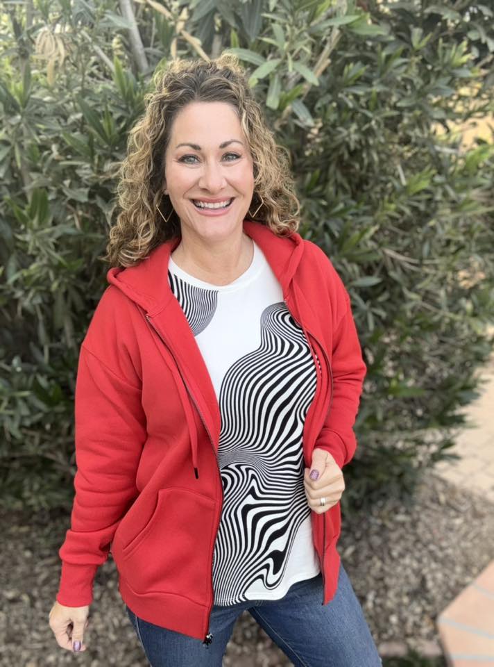 LuLaRoe LuLaRoe Essential Zip Hoodie - Solid True Crimson 