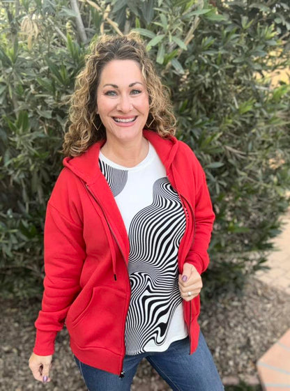 LuLaRoe LuLaRoe Essential Zip Hoodie - Solid True Crimson 