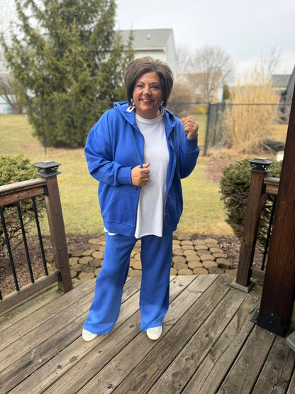 LuLaRoe LuLaRoe Essential Zip Hoodie - Solid Royal Blue 