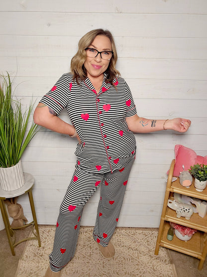 LuLaRoe LuLaRoe Valentine Serene Set - Monochrome Heartbeat 