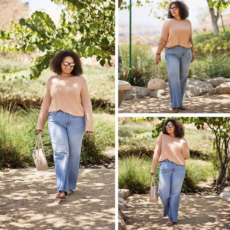 LuLaRoe Sharon Long Sleeve Top - Solid Warm Tan - styled outfit photo