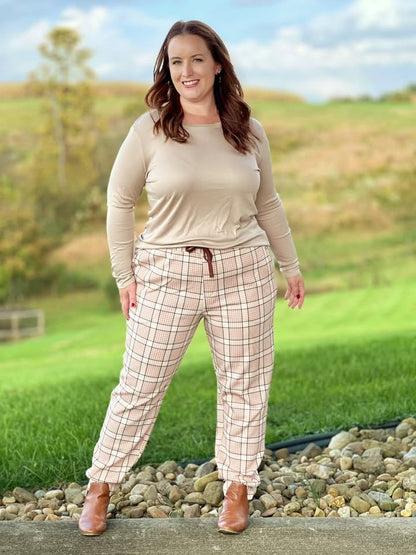 LuLaRoe Essential Long Sleeve Top Solid Taupe - women’s crewneck stretch baby rib long sleeve shirt, product photo 6