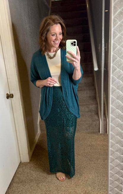 LuLaRoe LuLaRoe Tihane Lace Maxi Skirt - Solid Emerald Lace Elegance 