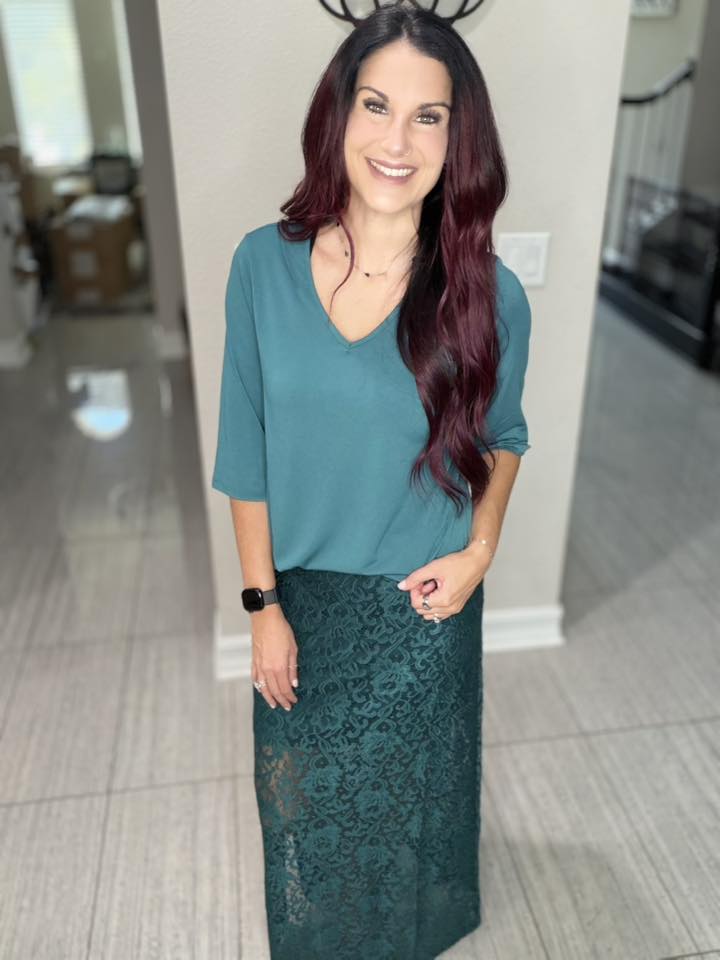 LuLaRoe LuLaRoe Tihane Lace Maxi Skirt - Solid Emerald Lace Elegance 
