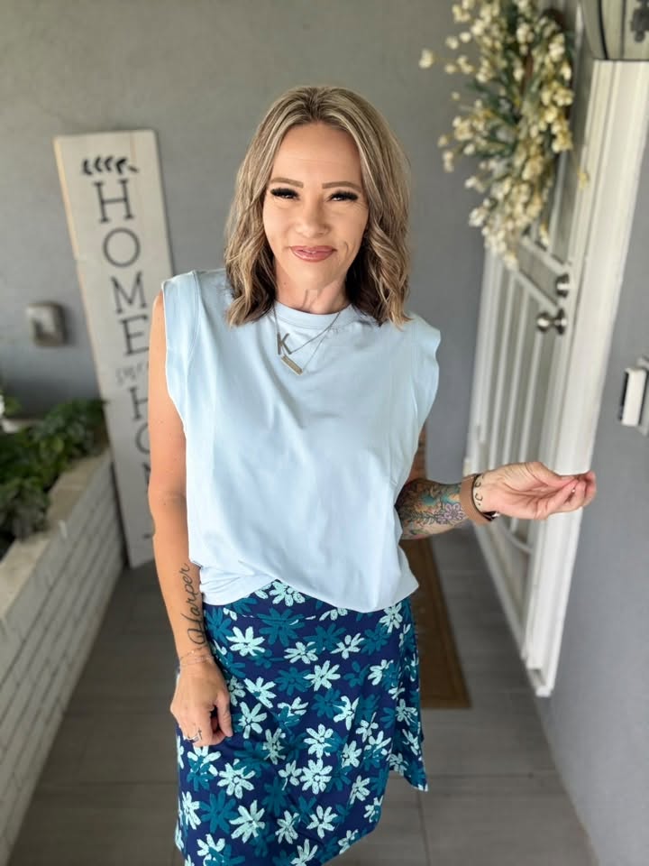 LuLaRoe Eileen Skort - Navy & Teal Daisy Floral