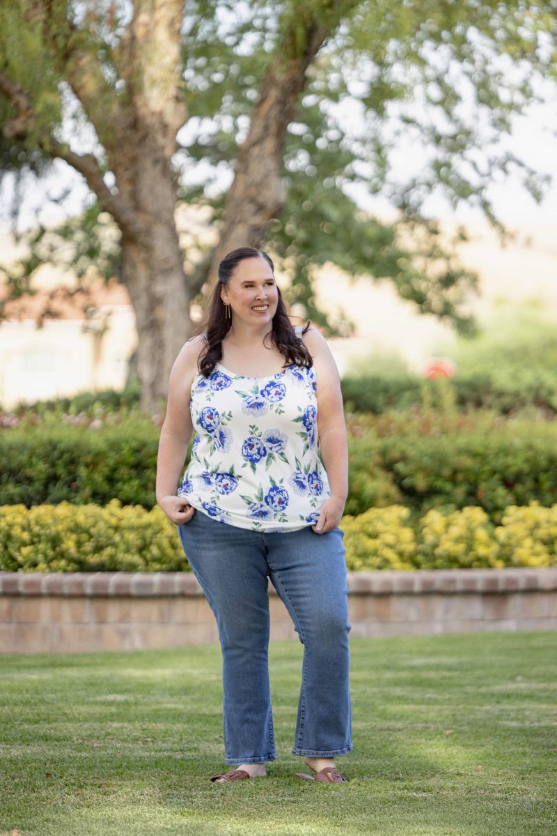 LuLaRoe LuLaRoe Essential Cami Set – Solid Deep Plum & Blue Willow Peony 