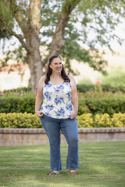 LuLaRoe LuLaRoe Essential Cami Set – Solid Deep Plum & Blue Willow Peony 