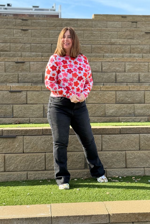 LuLaRoe LuLaRoe May Mesh Top - Poppy Bloom Parade 