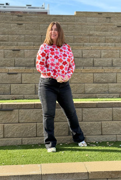LuLaRoe LuLaRoe May Mesh Top - Poppy Bloom Parade 