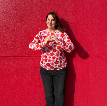 LuLaRoe LuLaRoe May Mesh Top - Poppy Bloom Parade 