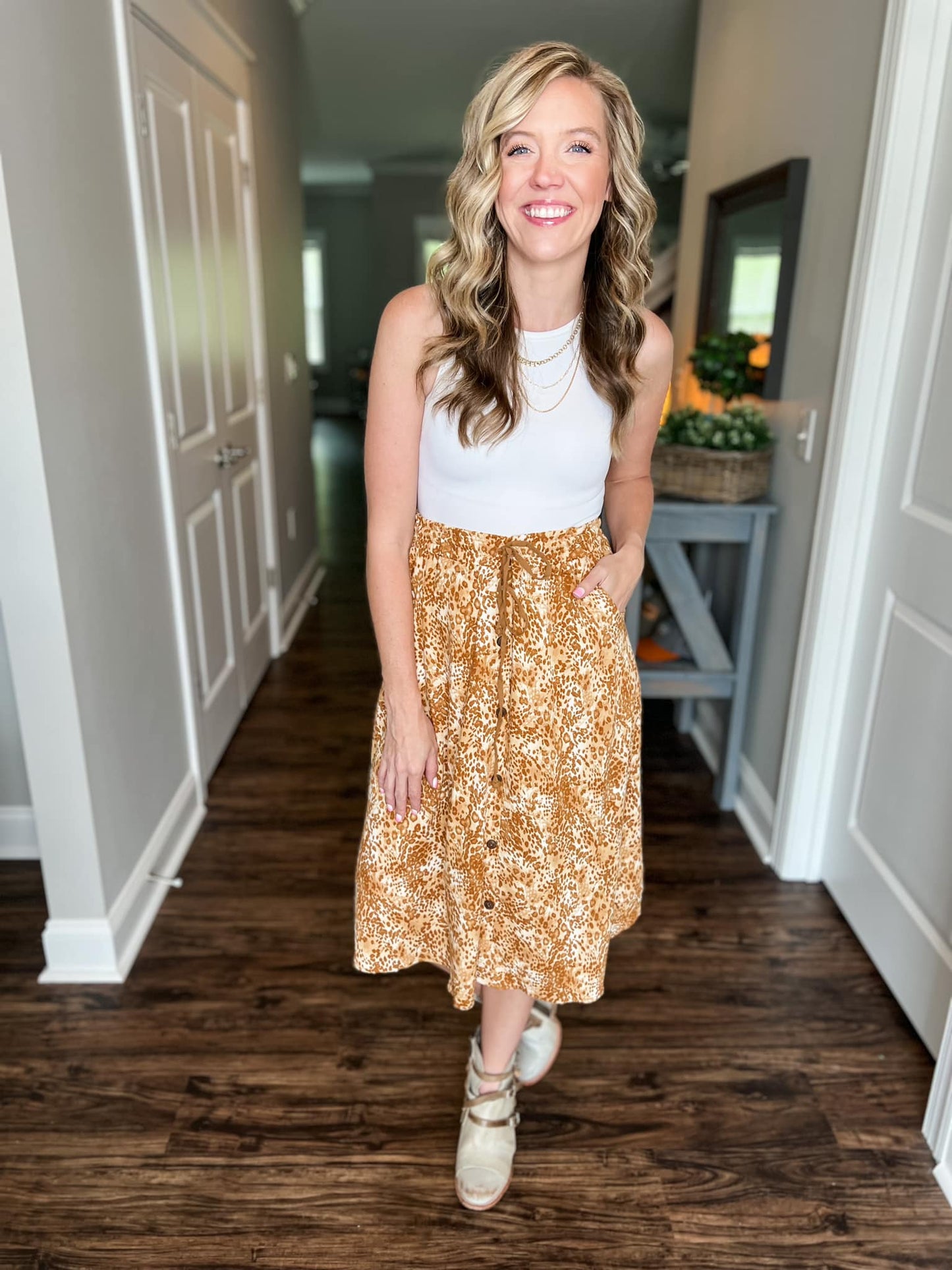 LuLaRoe LuLaRoe Marsha Midi Skirt - Sahara Drift 
