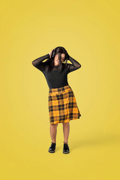 LuLaRoe Eileen Skort - Mustard, Black & Rust Plaid
